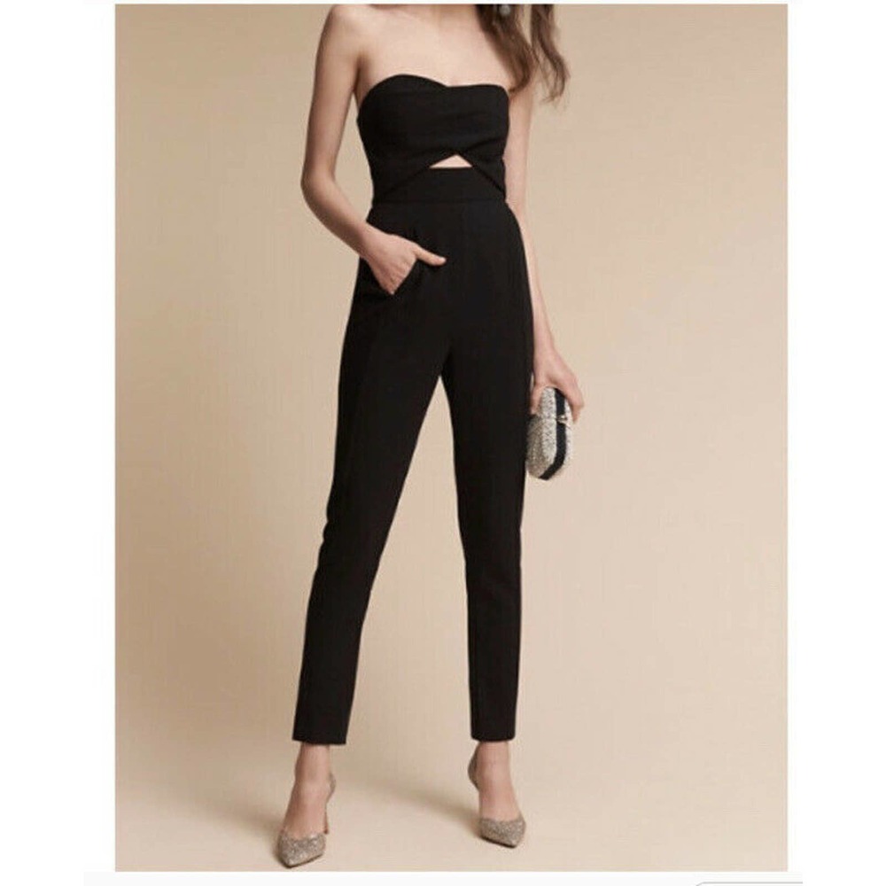 Black Halo Jada  Black Strapless Cutout Jumpsuit